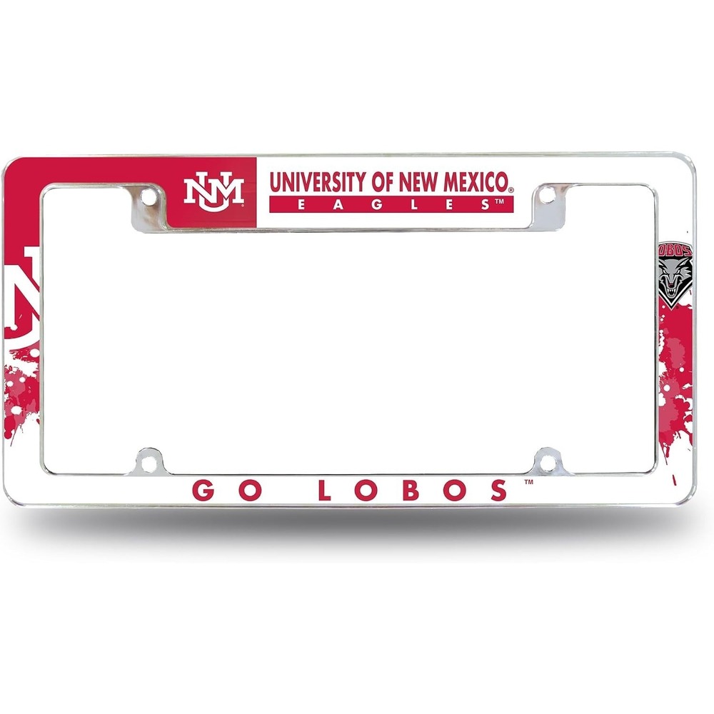 Rico University of New Mexico Lobos Metal License Plate Frame Chrome NCAA